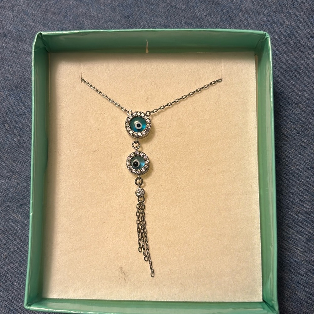 Evil eye necklace. Sterling silver. Never used.